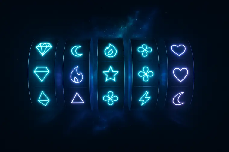 Neon artwork for Nebula Reels, an original free-to-play game on SpinCrypto World.