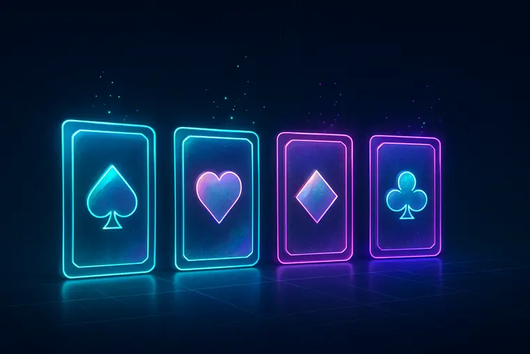 Neon artwork for Pixel Poker 5, an original free-to-play game on SpinCrypto World.